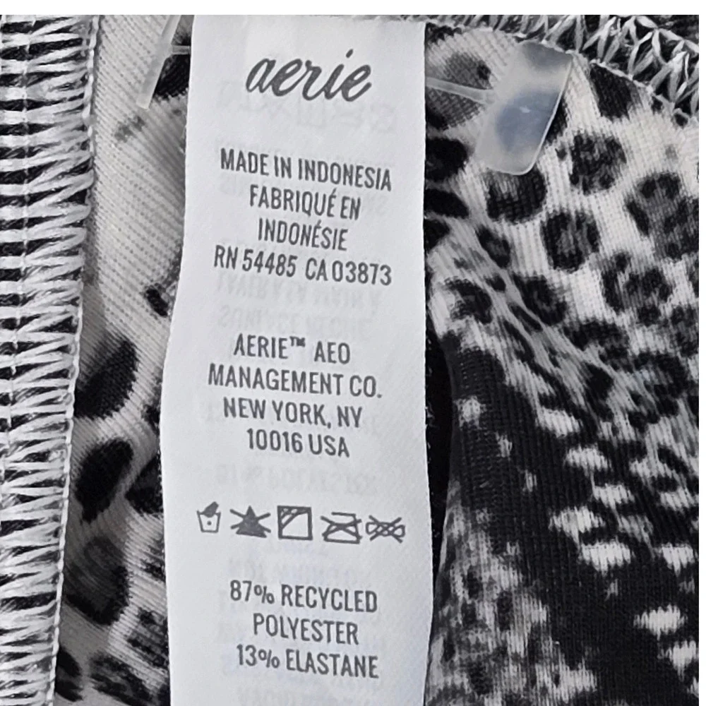 Aerie Black White Snakeskin Print Side Tie Bikini Bottoms Small Low Rise S/M